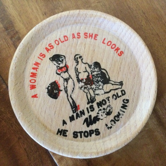 ✔️Vintage 6 Coasters w/ Wood Tray Retro Drinking Jokes Humor Prints MCM - Picture 7 of 10
